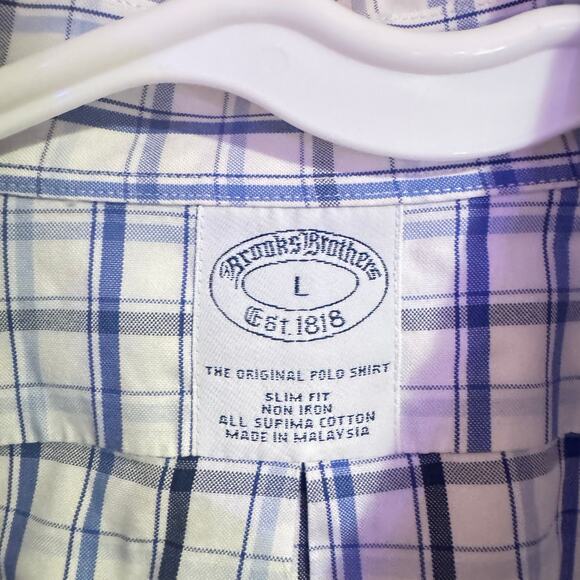 Brooks Bothers SZ L Men’s button up dress shirt Blue/white - Picture 3 of 5